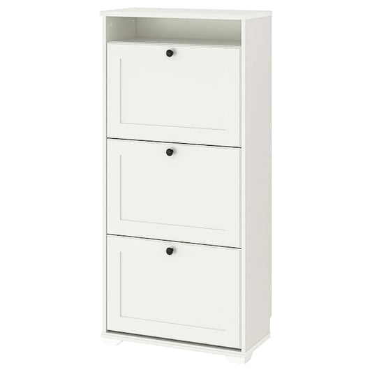 Ikea BRUSALI - Shoe cabinet with 3 compartments, white, 61x30x130 cm