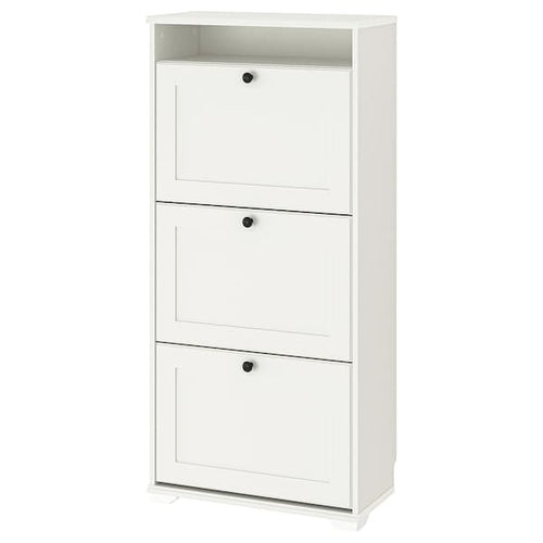 BRUSALI - Shoe cabinet with 3 compartments, white, 61x30x130 cm
