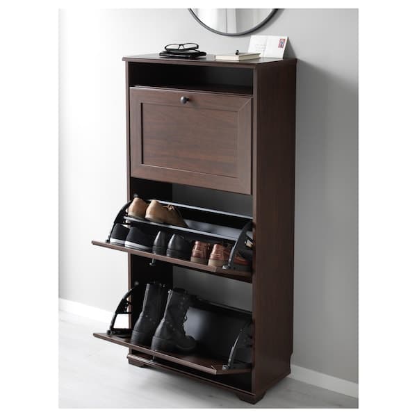 Ikea BRUSALI 3 compartment shoe rack - brown 61x130 cm , 61x30x130 cm