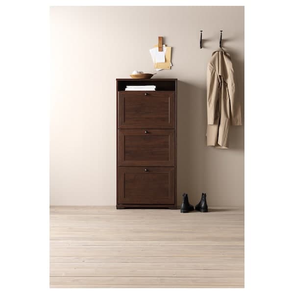 BRUSALI 3 compartment shoe rack - brown 61x130 cm , 61x30x130 cm - best price from Maltashopper.com 70267604