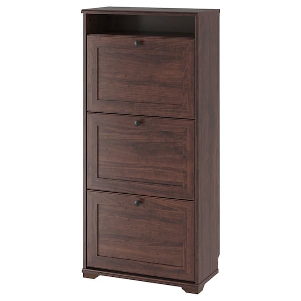 Ikea BRUSALI 3 compartment shoe rack - brown 61x130 cm , 61x30x130 cm