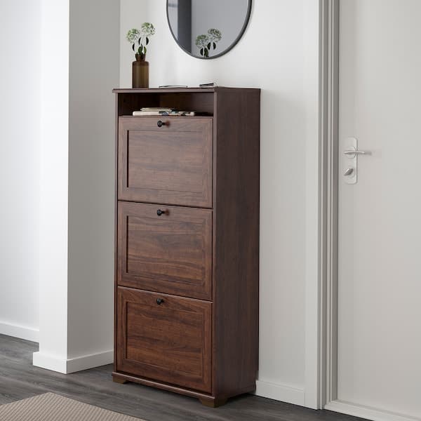 Ikea BRUSALI 3 compartment shoe rack - brown 61x130 cm , 61x30x130 cm