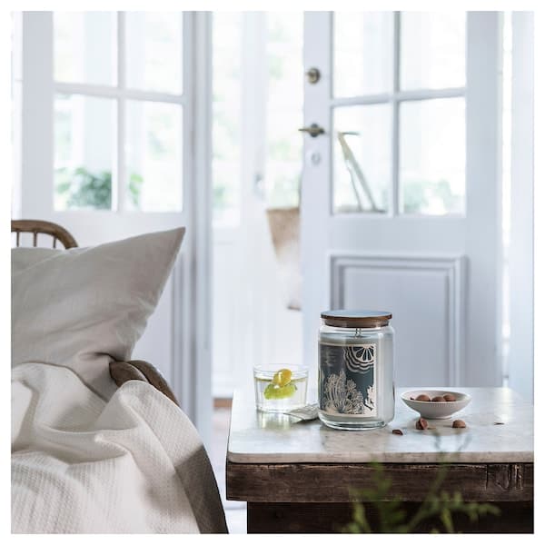 BUKETTAPEL - Scented cndl in glass w lid/2 wicks, bergamot & cedarwood/pale green, 100 hr - best price from Maltashopper.com 50552386