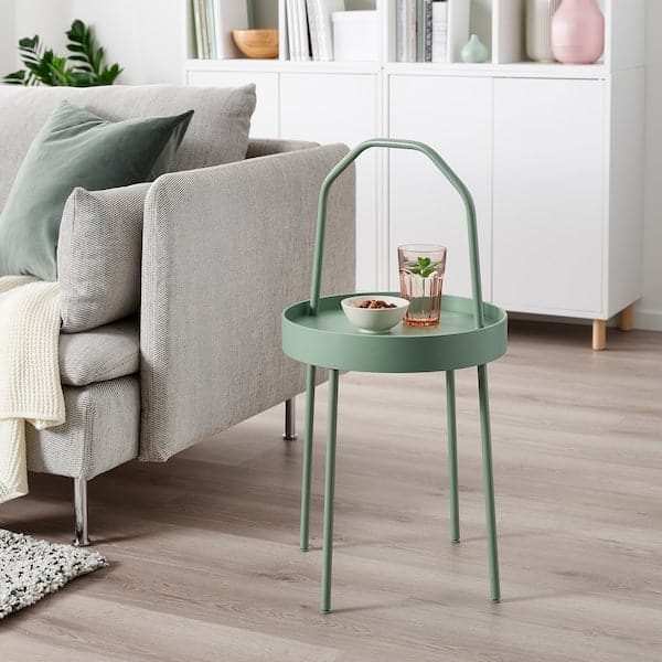 BURVIK - Side table, light grey-green, 38 cm - best price from Maltashopper.com 80513001