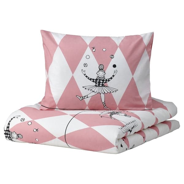 BUSENKEL - Duvet cover and pillowcase, ballerina pattern pink/white, 150x200/50x80 cm - best price from Maltashopper.com 20517846
