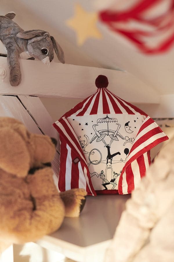 BUSENKEL - Cushion, shape of a red / white circus tent,48x37 cm - best price from Maltashopper.com 40523182