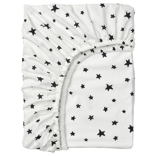 BUSENKEL - Fitted sheet, star pattern/white, 90x200 cm