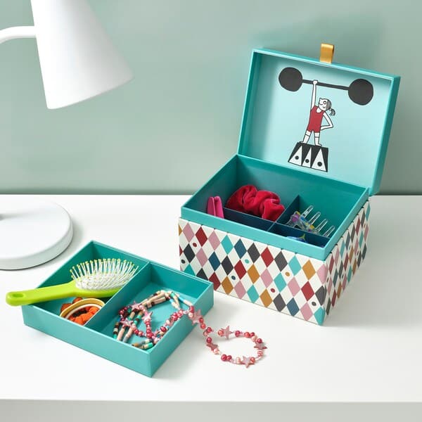 BUSENKEL - Compartmentalised jewellery box, harlequin/multicolour , - best price from Maltashopper.com 40523196