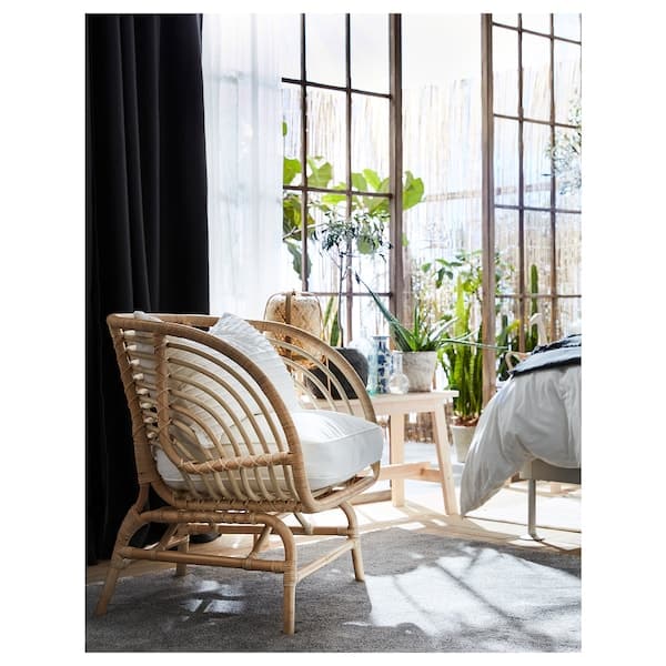 Ikea BUSKBO Armchair - rattan/Djupvik white ,