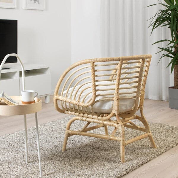 Ikea BUSKBO Armchair - rattan/Djupvik white ,