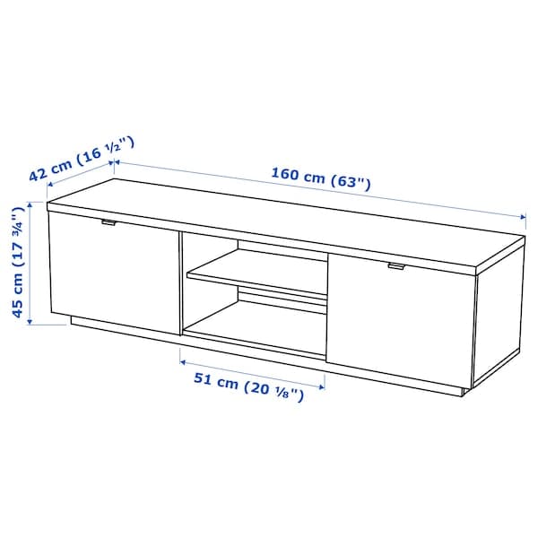 BYÅS - TV bench, high-gloss white, 160x42x45 cm - best price from Maltashopper.com 80227797