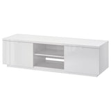 BYÅS TV bench, high-gloss white, 160x42x45 cm