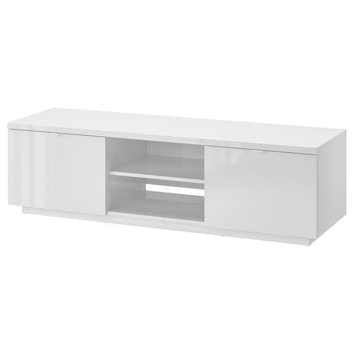BYÅS - TV bench, high-gloss white, 160x42x45 cm