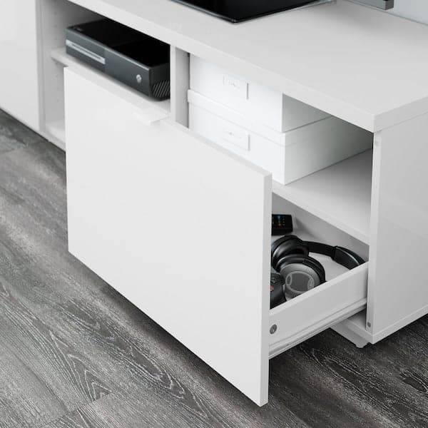 Ikea BYÅS - TV bench, high-gloss white, 160x42x45 cm