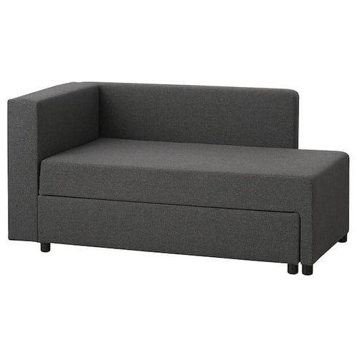 BYGGET Chaise-longue/sofa bed - Knisa/dark grey with container