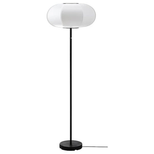 BYGGKORN - Floor lamp, black/white ,