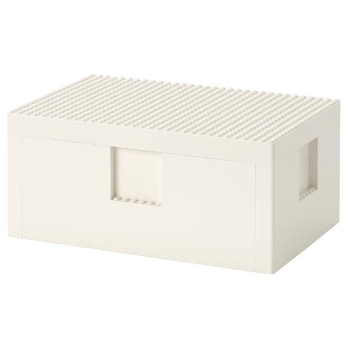 BYGGLEK - LEGO® box with lid, white, 26x18x12 cm