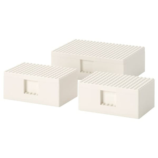 BYGGLEK - LEGO® box with lid, set of 3, white - best price from Maltashopper.com 70372186