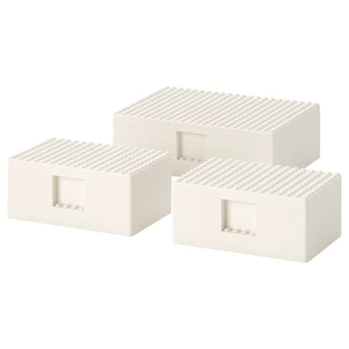 BYGGLEK - LEGO® box with lid, set of 3, white