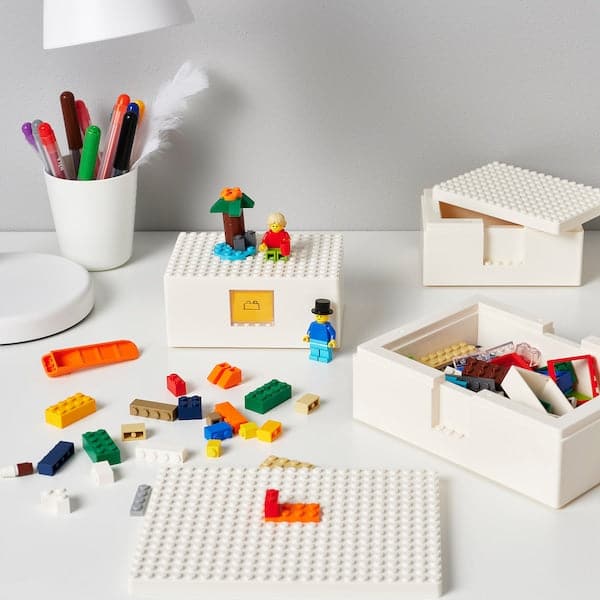 BYGGLEK - LEGO® box with lid, set of 3, white - best price from Maltashopper.com 70372186