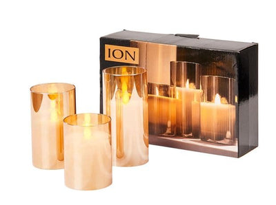 ION Led candles set of 3 amberØ 7.5 cm - best price from Maltashopper.com CS621775