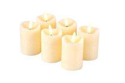FLICKER Ivory led candles set of 6 H 9 cm - Ø 5 cm - best price from Maltashopper.com CS666071