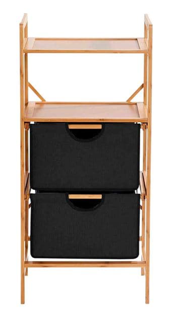 BAMBOO Cabinet with 2 drawers black, natural H 96 x W 44 x D 33 cm - best price from Maltashopper.com CS616770