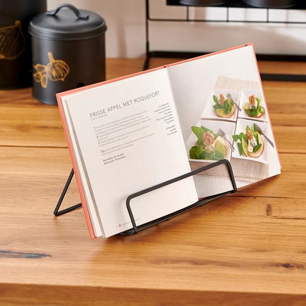 Casa INDUSTRY Black recipe book stand, H 18 x W 20 x D 13,5 cm