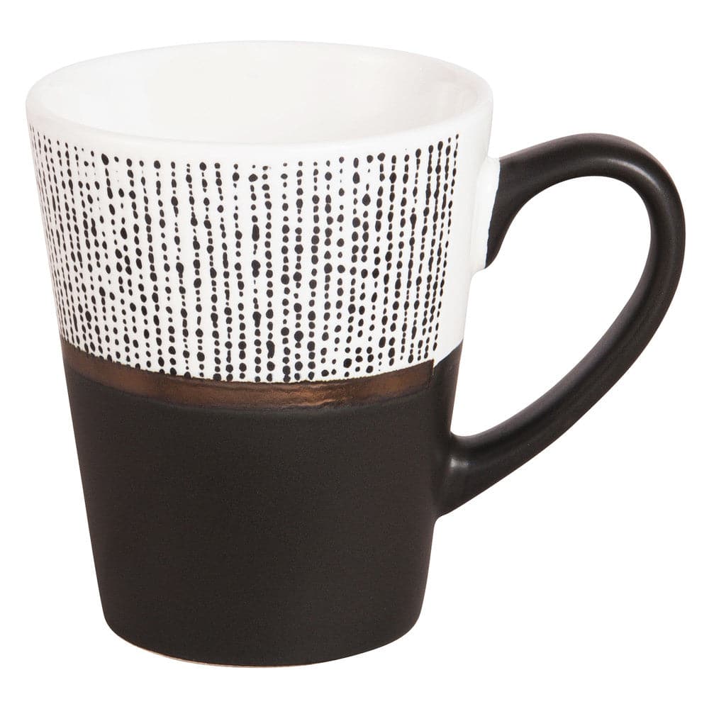 Maisons du Monde MEKONG - White and black earthenware cup with polka dots