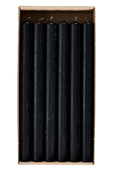 RUSTIC Candle set of 12 black H 25 cm - Ø 2,2 cm