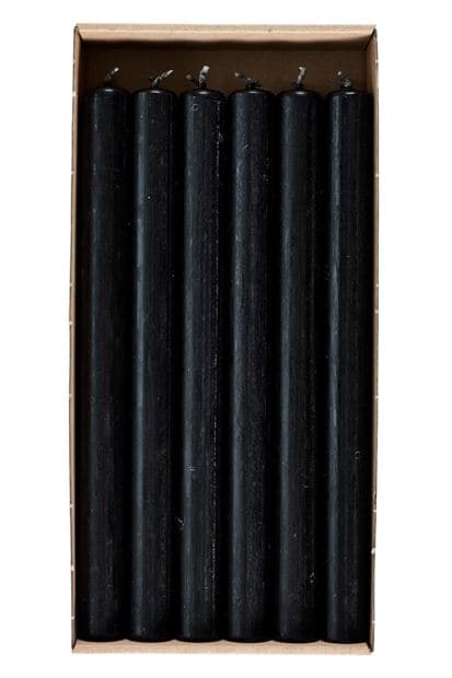 RUSTIC Candle set of 12 black H 25 cm - Ø 2,2 cm