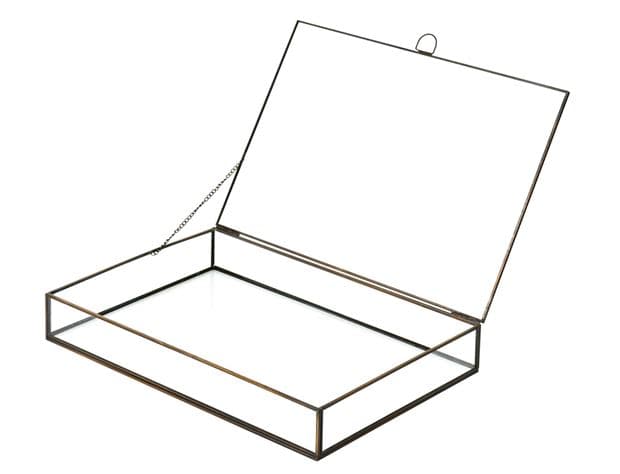 MEGAN Golden chest, transparent H 4.5 x W 32 x D 22 cm - best price from Maltashopper.com CS669732