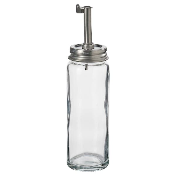 Ikea CITRONHAJ - Oil/vinegar bottle, clear glass/stainless steel, 16 cm