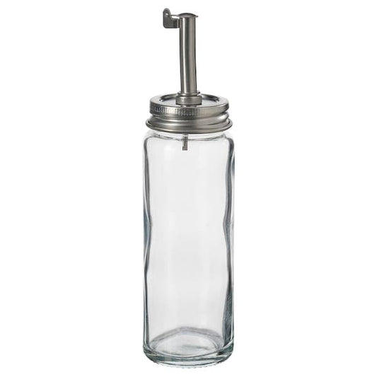 Ikea CITRONHAJ - Oil/vinegar bottle, clear glass/stainless steel, 16 cm