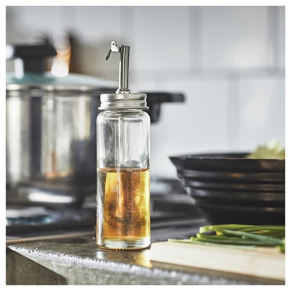CITRONHAJ - Oil/vinegar bottle, clear glass/stainless steel, 16 cm - best price from Maltashopper.com 20553207