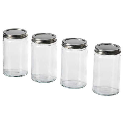 CITRONHAJ - Spice jar, clear glass/stainless steel, 35 cl