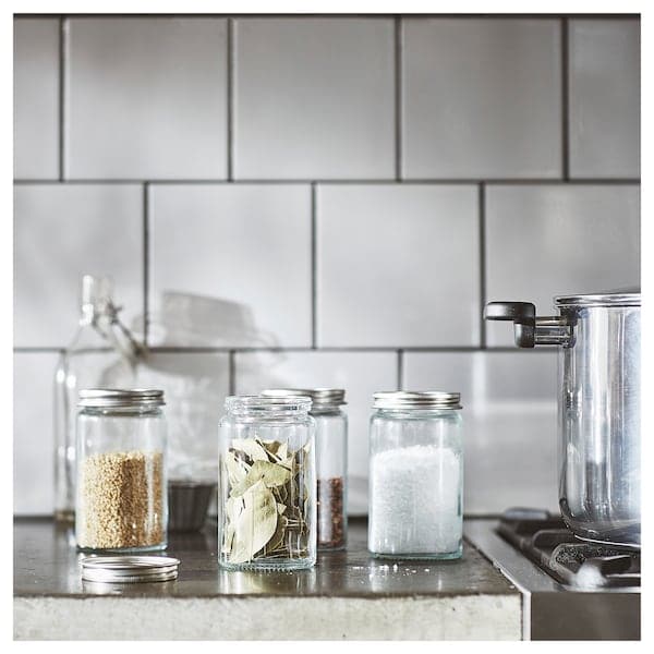 Ikea CITRONHAJ - Spice jar, clear glass/stainless steel, 35 cl