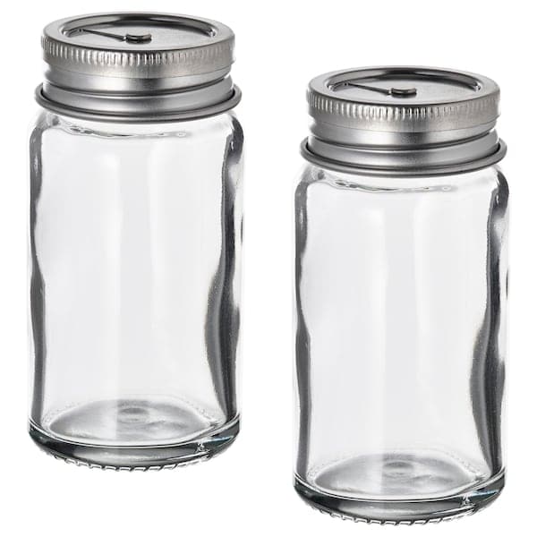 Ikea CITRONHAJ - Salt and pepper shakers, clear glass/stainless steel, 8 cm