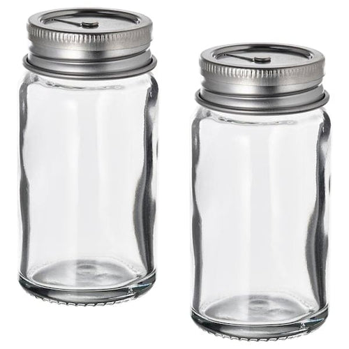 CITRONHAJ - Salt and pepper shakers, clear glass/stainless steel, 8 cm