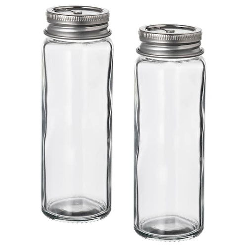 CITRONHAJ - CITRONHAJ Salt and pepper shakers, clear glass/stainless steel, 12 cm