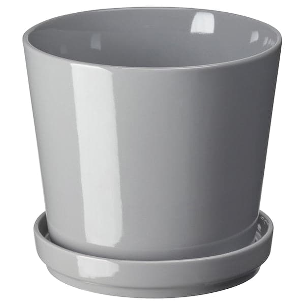 CITRUSFRUKT - Plant pot with saucer, in/outdoor grey, 15 cm - best price from Maltashopper.com 20508432