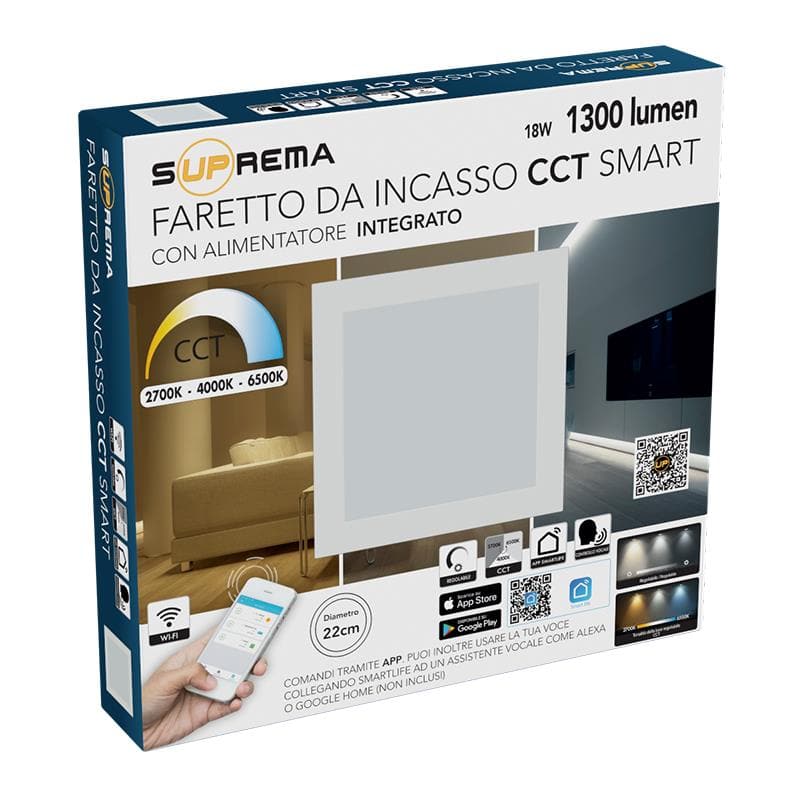 RECESSED SPOTLIGHT SMART WHITE 20.5X20.5 CM LED 18W CCT DIMMABLE