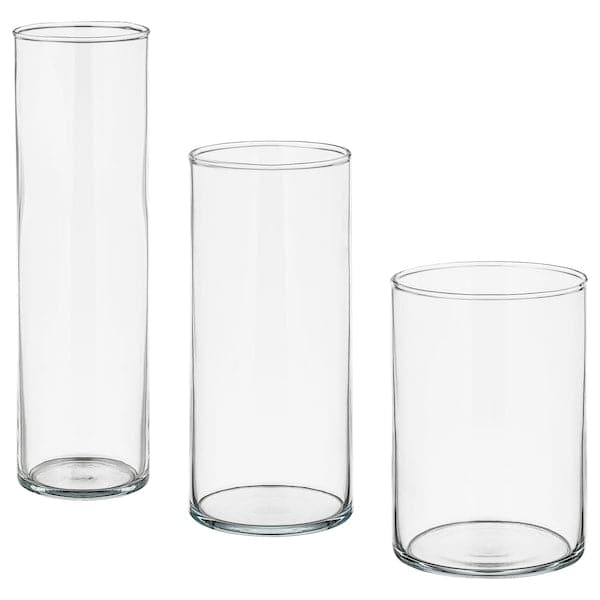 Ikea CYLINDER - Vase, set of 3, clear glass
