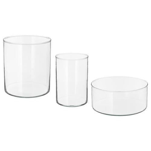 CYLINDER - Vase/bowl, set of 3, clear glass