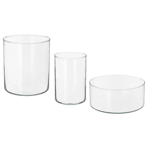 CYLINDER - Vase/bowl, set of 3, clear glass