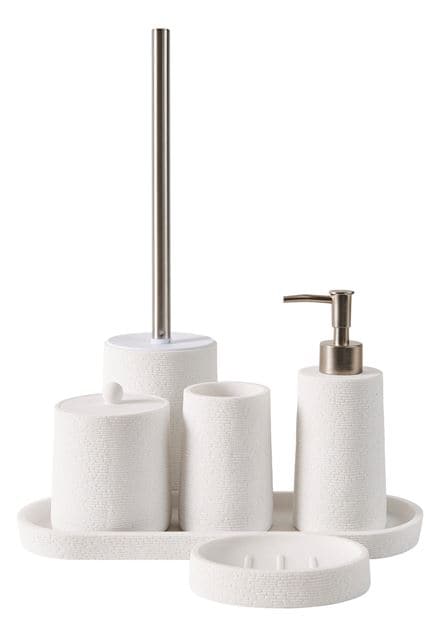 WHITE ELEGANCE Toilet brush in white, silver holder H 36 cm - Ø 9.5 cm - best price from Maltashopper.com CS668528