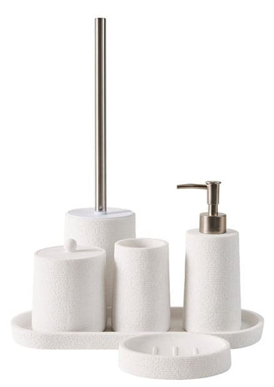 WHITE ELEGANCE Toilet brush in white, silver holder H 36 cm - Ø 9.5 cm - best price from Maltashopper.com CS668528