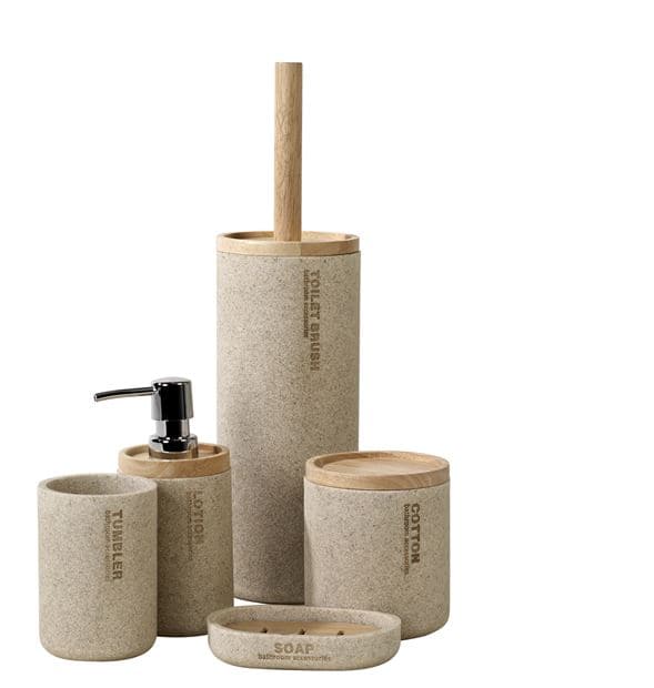 NEW RESIN Toilet brush in natural support H 38.5 cm - Ø 10.3 cm - best price from Maltashopper.com CS574126