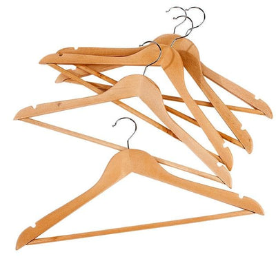 NEW WOOD Hangers set of 5 natural H 23 x W 44.5 x D 1.2 cm - best price from Maltashopper.com CS557494