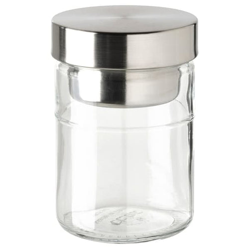 DAGKLAR - Jar with insert, clear glass/stainless steel, 0.4 l